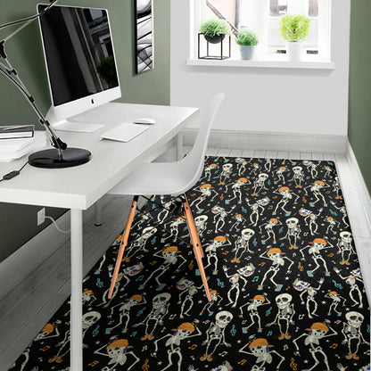 Dancing Skeleton Party Pattern Print Area Rug