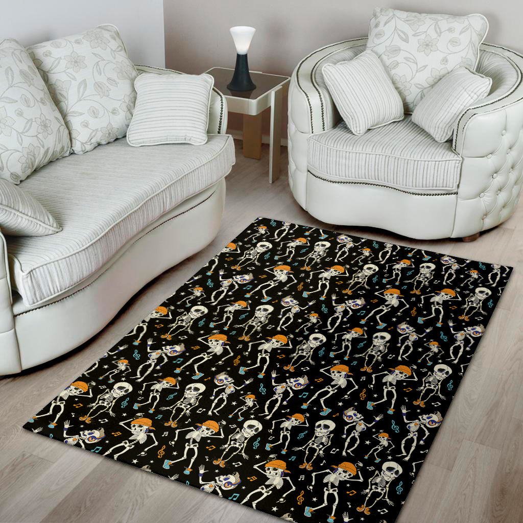 Dancing Skeleton Party Pattern Print Area Rug