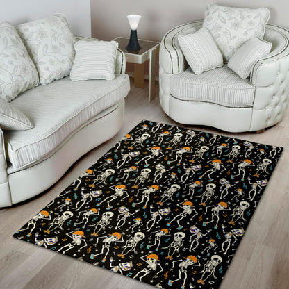 Dancing Skeleton Party Pattern Print Area Rug