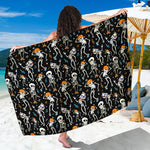 Dancing Skeleton Party Pattern Print Beach Sarong Wrap