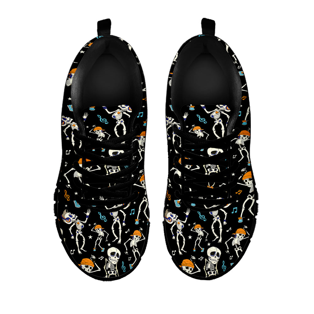 Dancing Skeleton Party Pattern Print Black Sneakers