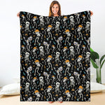 Dancing Skeleton Party Pattern Print Blanket