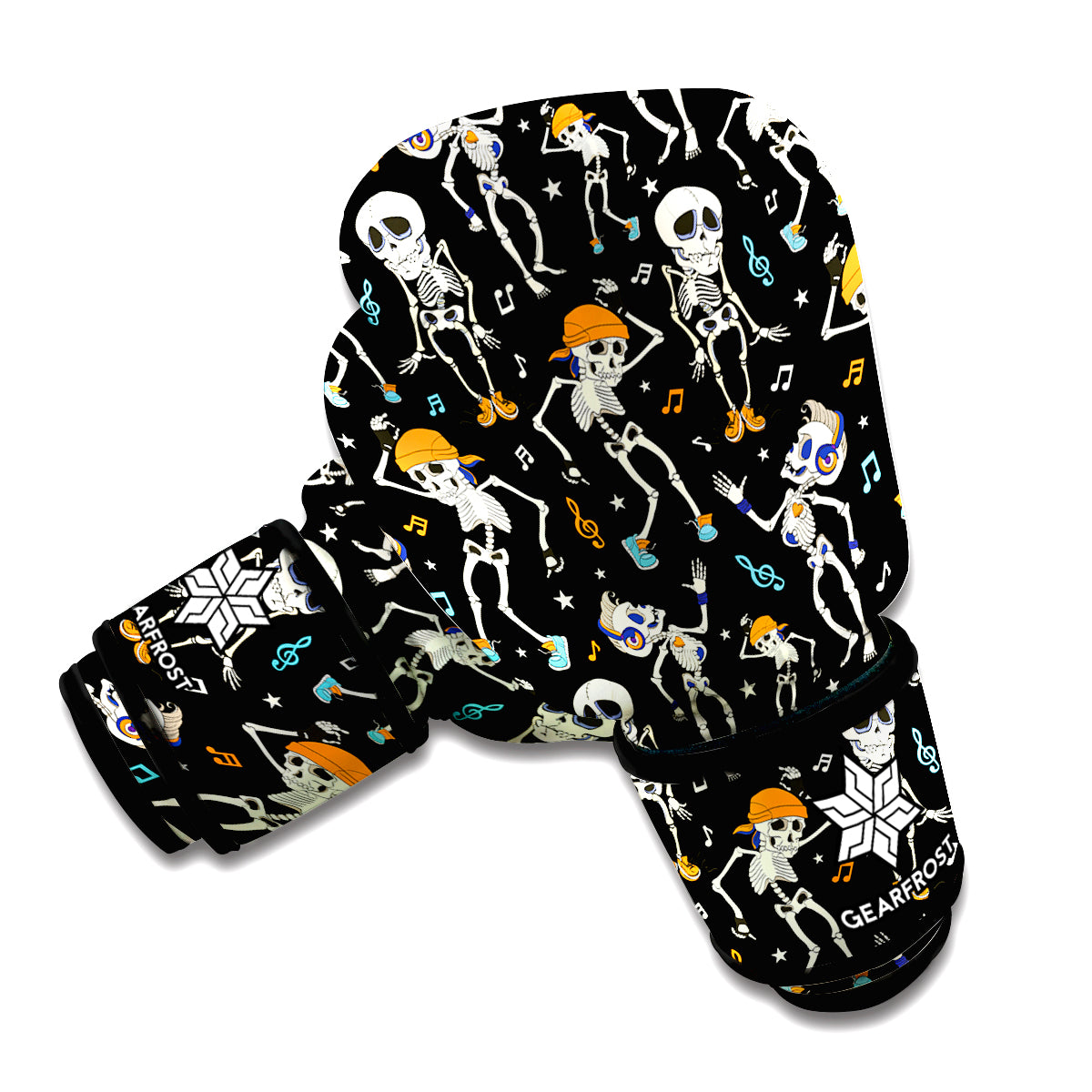 Dancing Skeleton Party Pattern Print Boxing Gloves