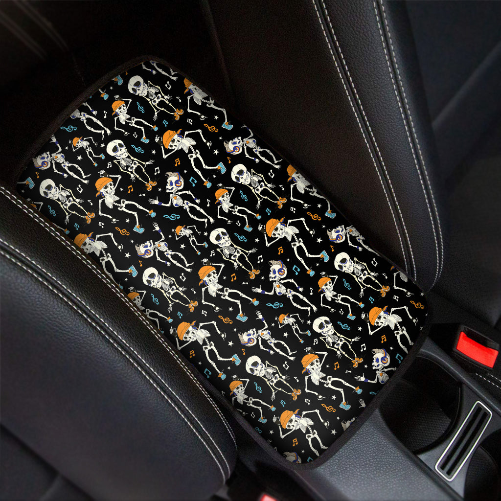 Dancing Skeleton Party Pattern Print Car Center Console Cover