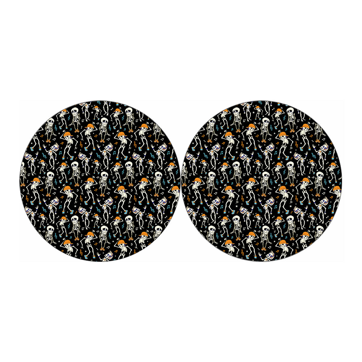 Dancing Skeleton Party Pattern Print Car Coasters