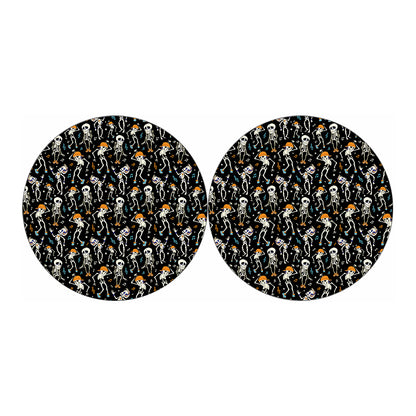 Dancing Skeleton Party Pattern Print Car Coasters