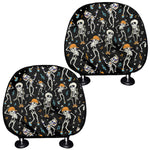 Dancing Skeleton Party Pattern Print Car Headrest Covers