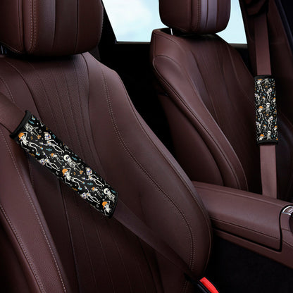 Dancing Skeleton Party Pattern Print Car Seat Belt Covers