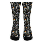 Dancing Skeleton Party Pattern Print Crew Socks