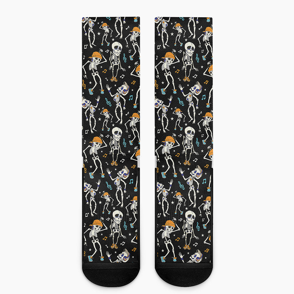 Dancing Skeleton Party Pattern Print Crew Socks