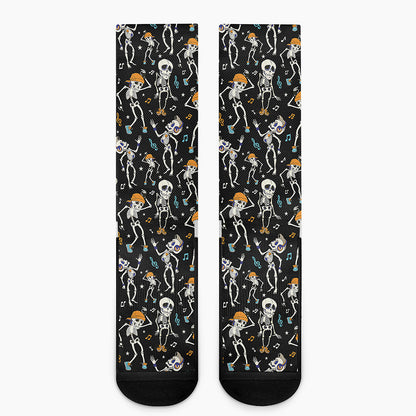 Dancing Skeleton Party Pattern Print Crew Socks
