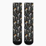 Dancing Skeleton Party Pattern Print Crew Socks