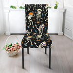 Dancing Skeleton Party Pattern Print Dining Chair Slipcover