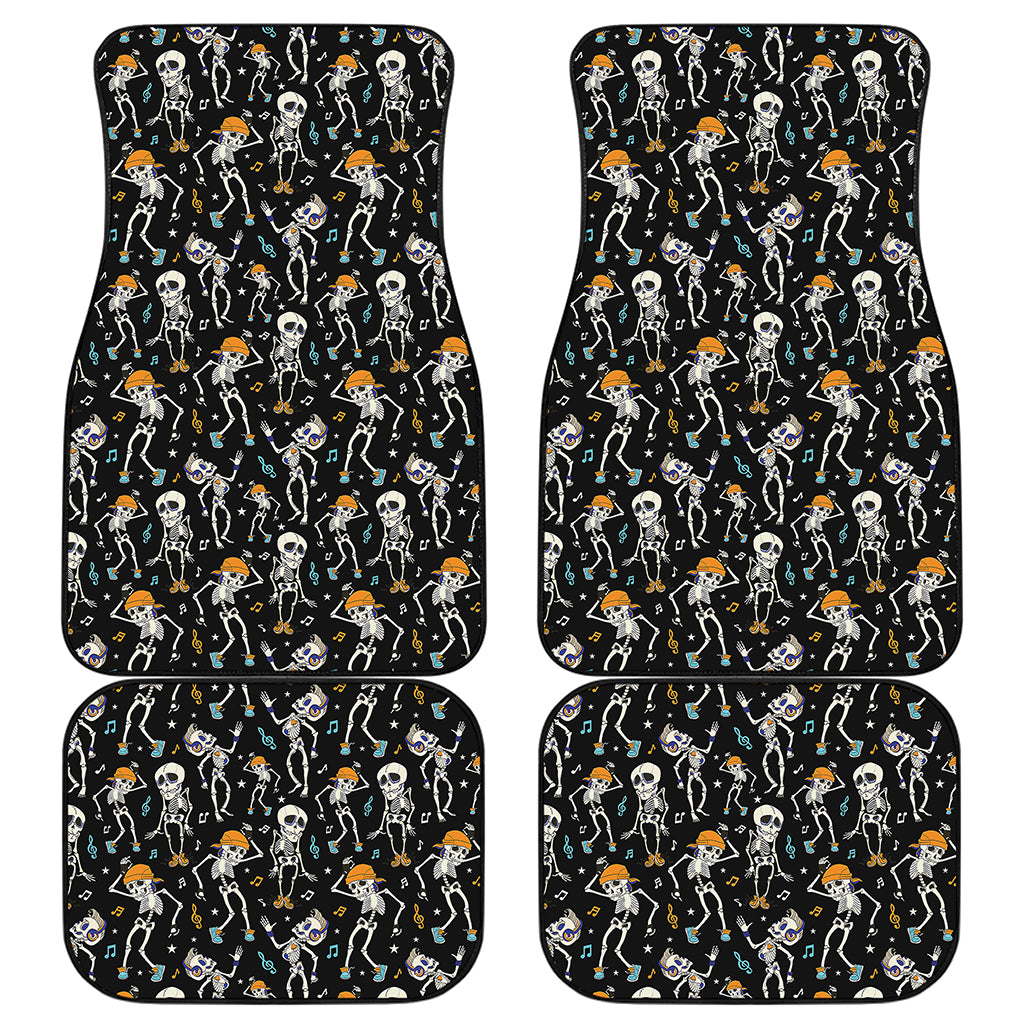 Dancing Skeleton Party Pattern Print Front and Back Car Floor Mats