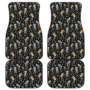 Dancing Skeleton Party Pattern Print Front and Back Car Floor Mats