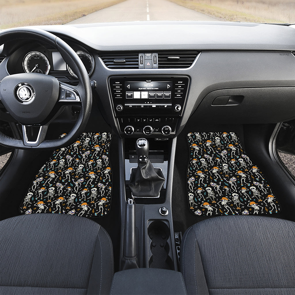 Dancing Skeleton Party Pattern Print Front and Back Car Floor Mats