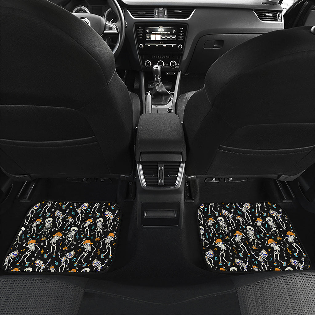 Dancing Skeleton Party Pattern Print Front and Back Car Floor Mats