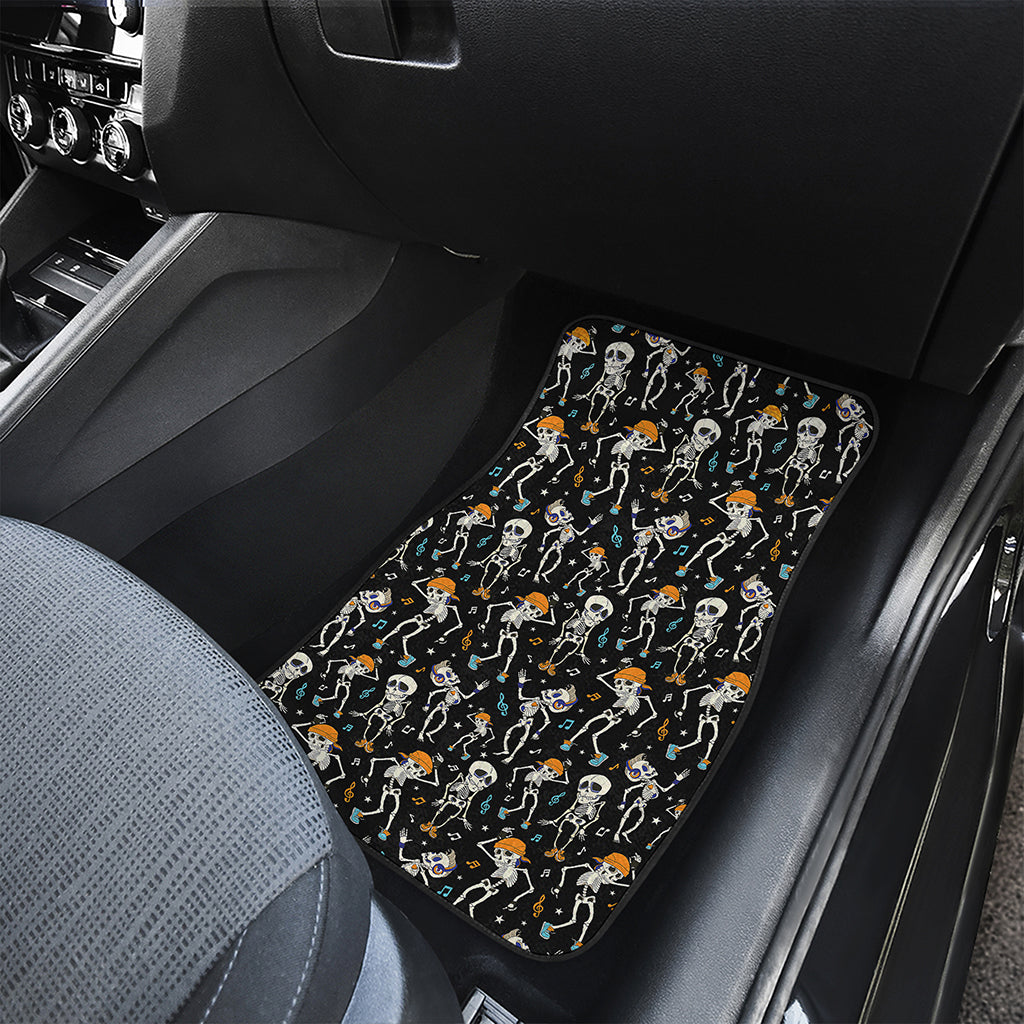 Dancing Skeleton Party Pattern Print Front and Back Car Floor Mats
