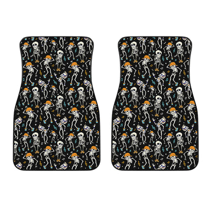Dancing Skeleton Party Pattern Print Front Car Floor Mats