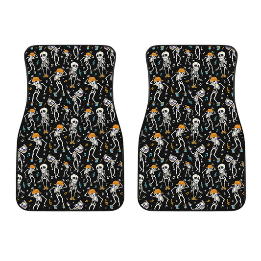 Dancing Skeleton Party Pattern Print Front Car Floor Mats