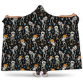 Dancing Skeleton Party Pattern Print Hooded Blanket
