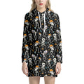 Dancing Skeleton Party Pattern Print Pullover Hoodie Dress