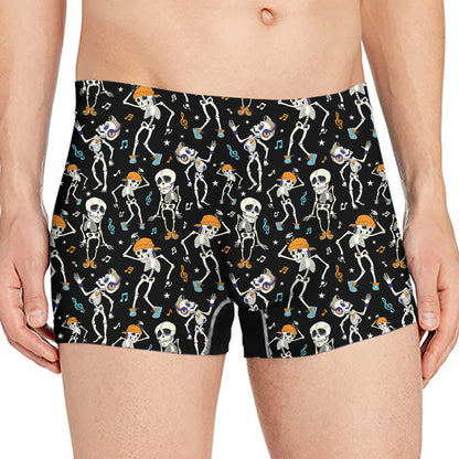 Dancing Skeleton Party Pattern Print Men's Boxer Briefs