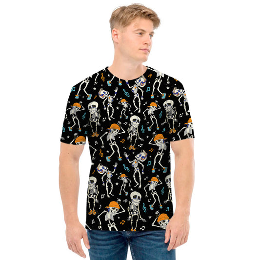 Dancing Skeleton Party Pattern Print Men's T-Shirt