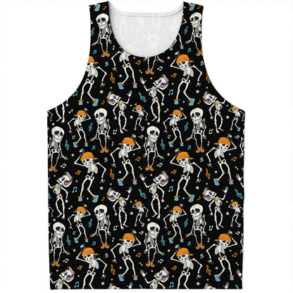 Dancing Skeleton Party Pattern Print Men's Tank Top