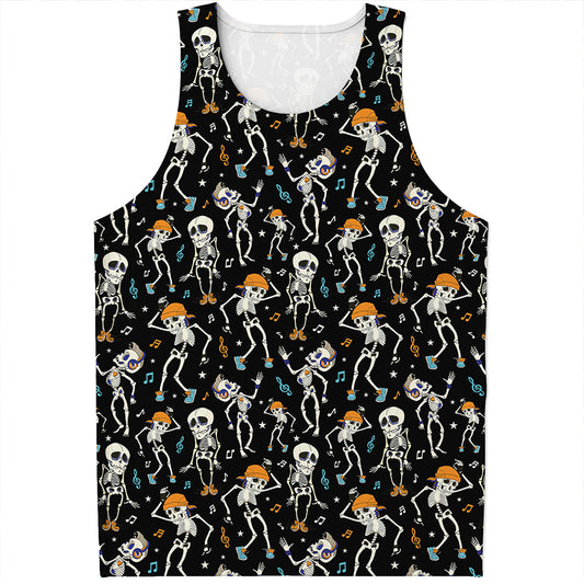 Dancing Skeleton Party Pattern Print Men's Tank Top