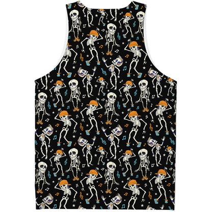 Dancing Skeleton Party Pattern Print Men's Tank Top