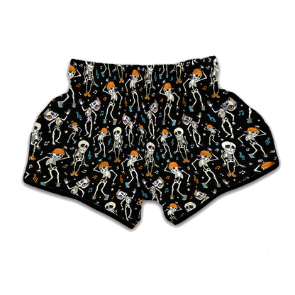 Dancing Skeleton Party Pattern Print Muay Thai Boxing Shorts