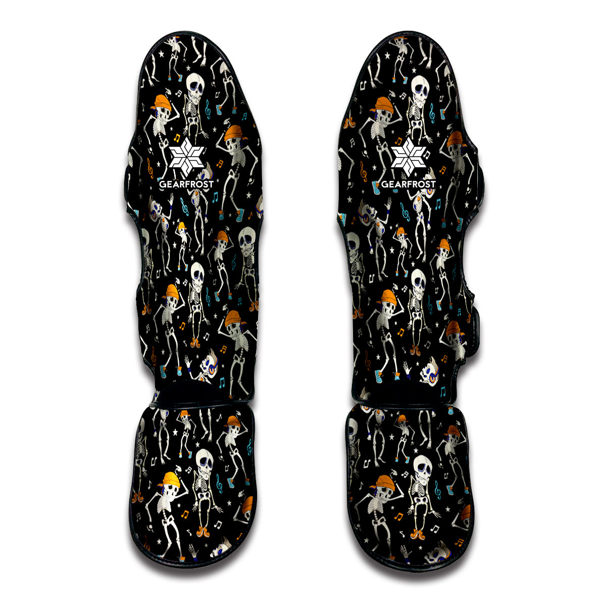 Dancing Skeleton Party Pattern Print Muay Thai Shin Guard