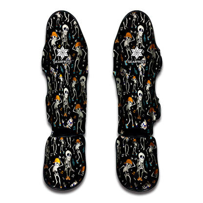 Dancing Skeleton Party Pattern Print Muay Thai Shin Guard