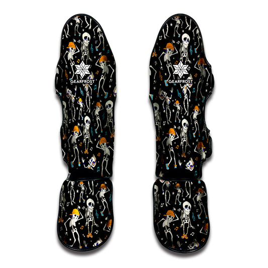 Dancing Skeleton Party Pattern Print Muay Thai Shin Guard