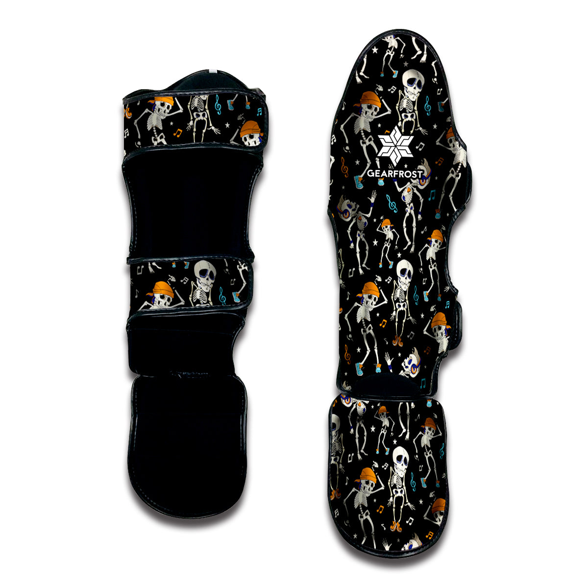 Dancing Skeleton Party Pattern Print Muay Thai Shin Guard