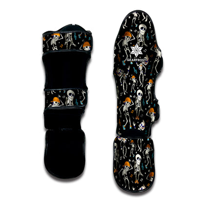Dancing Skeleton Party Pattern Print Muay Thai Shin Guard
