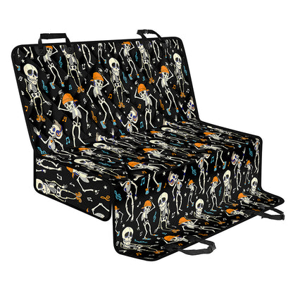 Dancing Skeleton Party Pattern Print Pet Car Back Seat Cover