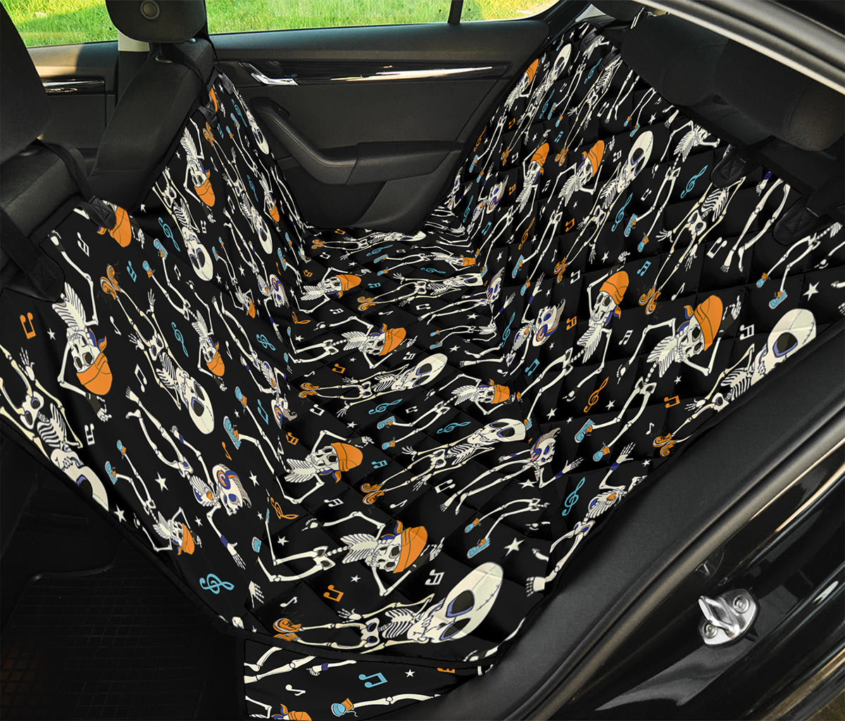 Dancing Skeleton Party Pattern Print Pet Car Back Seat Cover