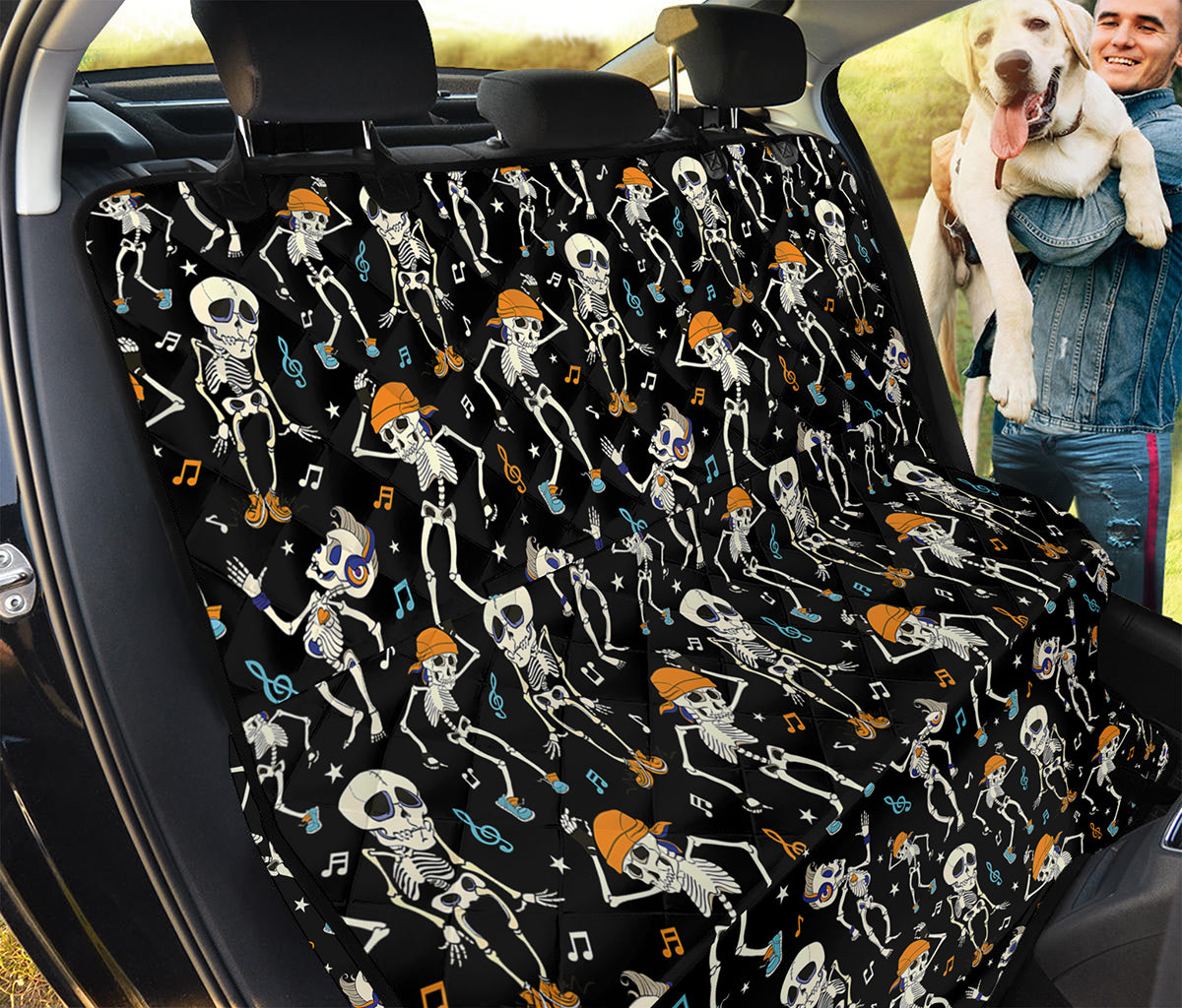 Dancing Skeleton Party Pattern Print Pet Car Back Seat Cover