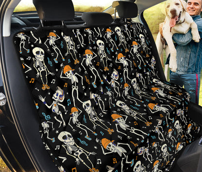 Dancing Skeleton Party Pattern Print Pet Car Back Seat Cover