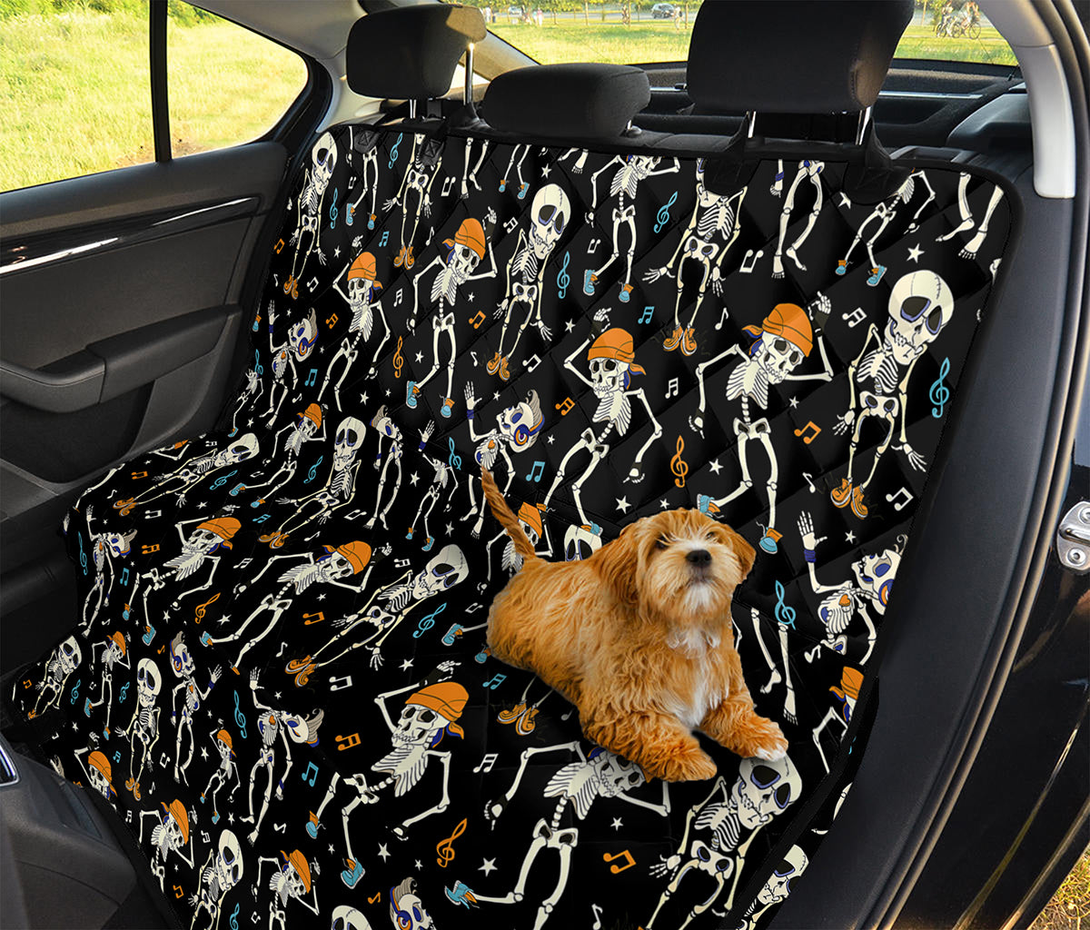 Dancing Skeleton Party Pattern Print Pet Car Back Seat Cover