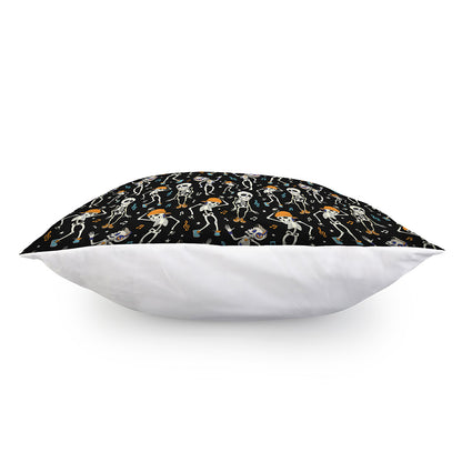 Dancing Skeleton Party Pattern Print Pillow Cover