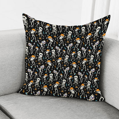 Dancing Skeleton Party Pattern Print Pillow Cover