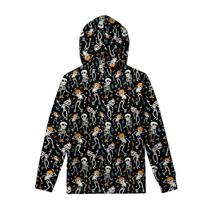 Dancing Skeleton Party Pattern Print Pullover Hoodie