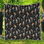 Dancing Skeleton Party Pattern Print Quilt