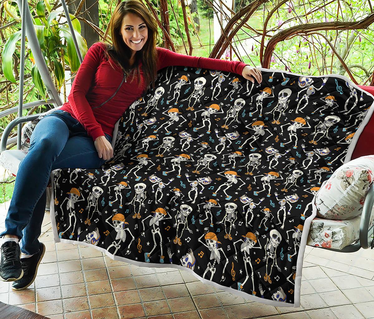 Dancing Skeleton Party Pattern Print Quilt
