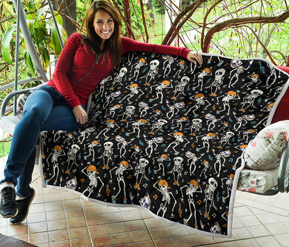 Dancing Skeleton Party Pattern Print Quilt