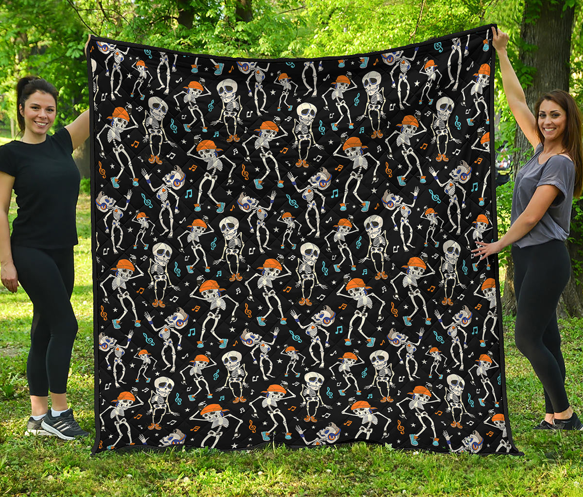 Dancing Skeleton Party Pattern Print Quilt