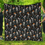Dancing Skeleton Party Pattern Print Quilt